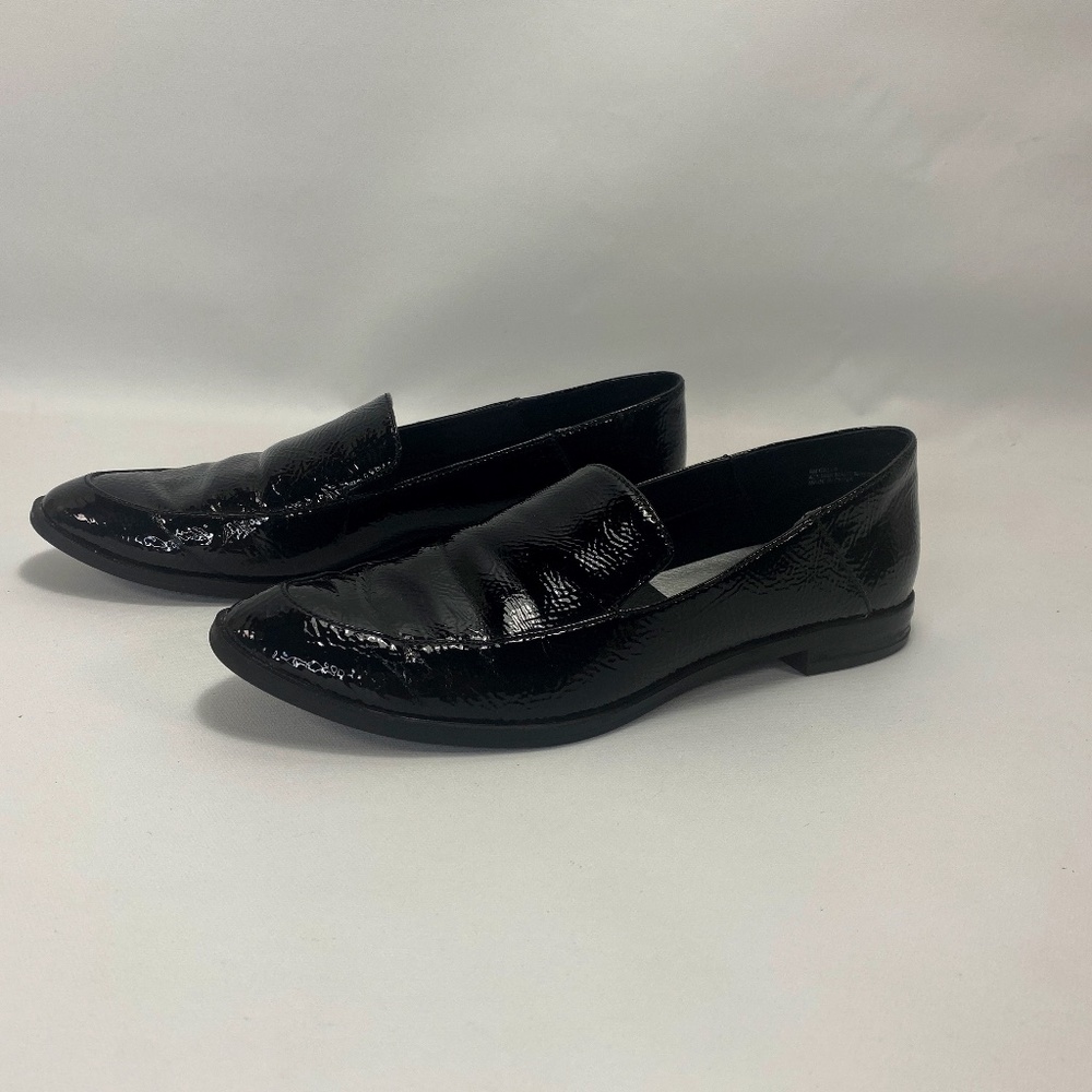 Dolce Vita 8M Calla Black Faux Pebble Patent Leather Shoes Loafers Cushion Walk
